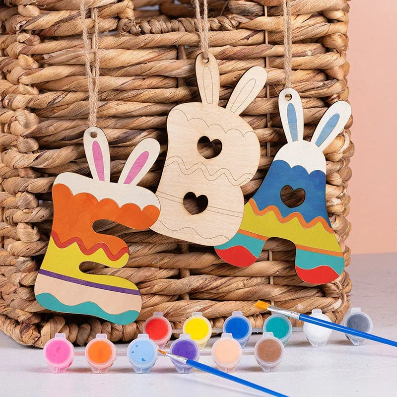 DIY Easter Hanging Decorations - Wooden Initial Hangers for Easter