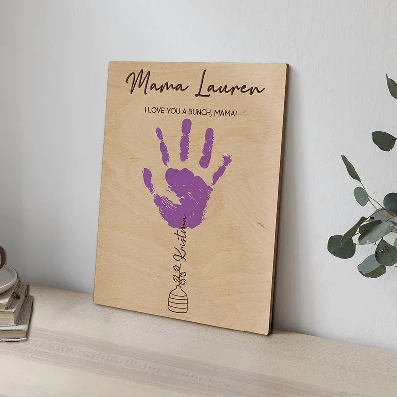 DIY Hand Painted Mom Sign - Kids Name Engraved - GiftShire