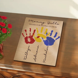 DIY Hand Painted Mom Sign - Kids Name Engraved - GiftShire