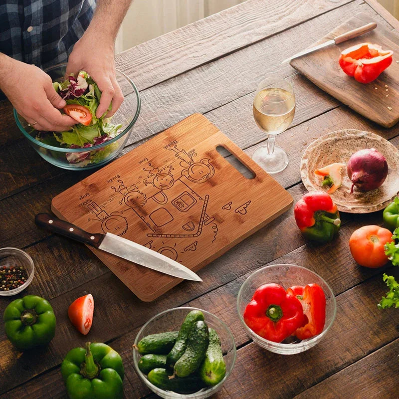 Doodle Engraved Cutting Board - Create Your Doodle Family - GiftShire