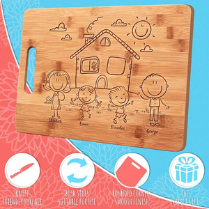 Doodle Engraved Cutting Board - Create Your Doodle Family - GiftShire