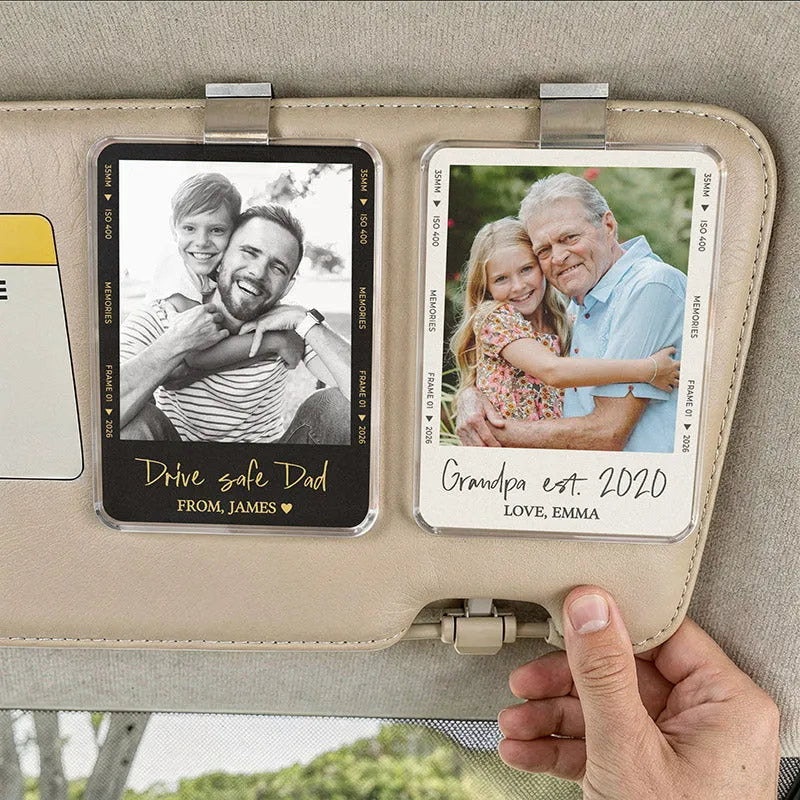 Drive Safe Dad Photo Frame for Car Visor – Custom Father’s Day Gift
