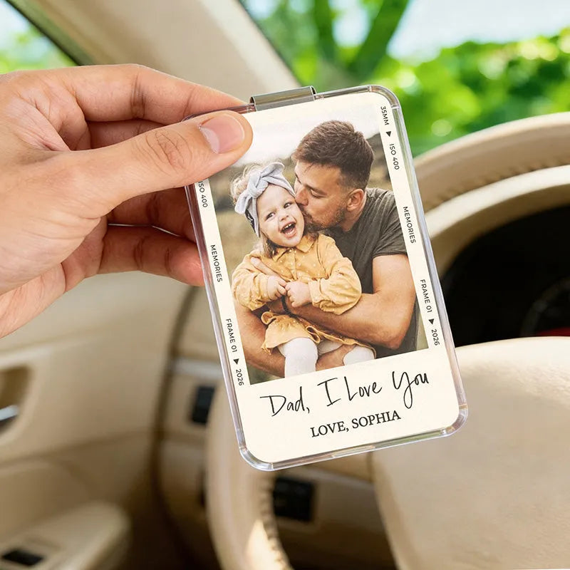 Drive Safe Dad Photo Frame for Car Visor – Custom Father’s Day Gift