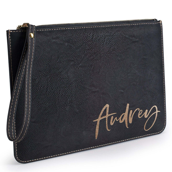 Engraved Leather Makeup Bag,FONTS - Personalized Clutch Purses | B09W9LRJ51 - FONT3 - GiftShire