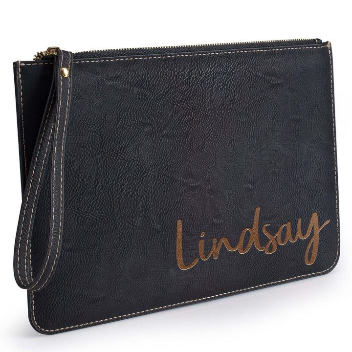 Engraved Leather Makeup Bag,FONTS - Personalized Clutch Purses | B09W9LRJ51 - FONT6 - GiftShire