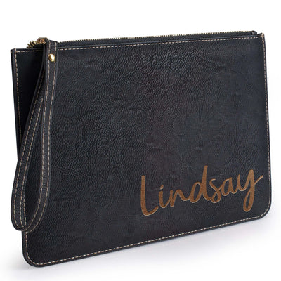 Personalized Leatherette Make-up Bag with Engraved Name - GiftShire