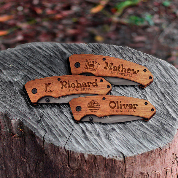 Engraved Pocket Knife with Text & Custom Logo