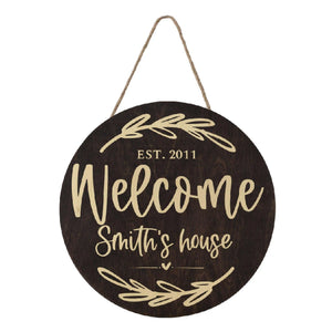 Custom Wooden Round Welcome Sign - GiftShire