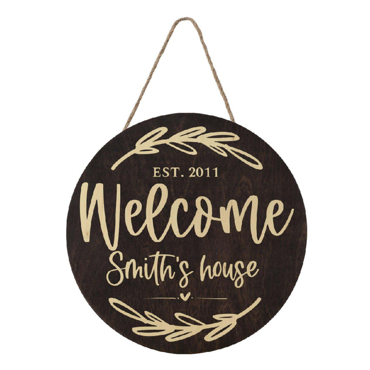 Custom Wooden Round Welcome Sign - GiftShire