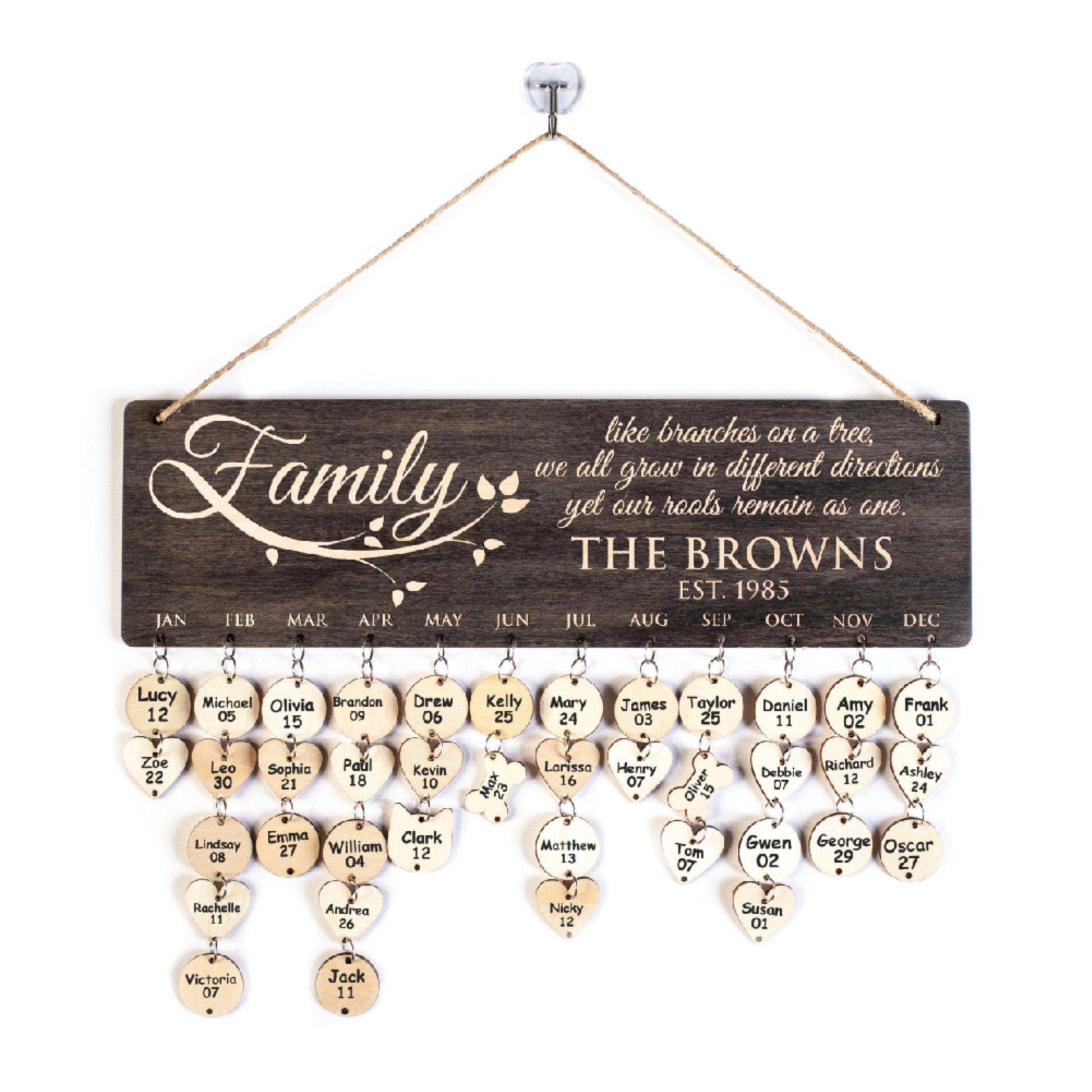 Personalized Family Birthday Calendar GiftShire