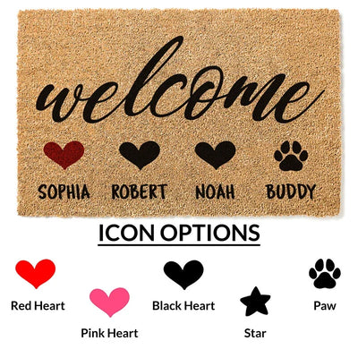 Family Doormat – Personalized With Names & Icons - GiftShire