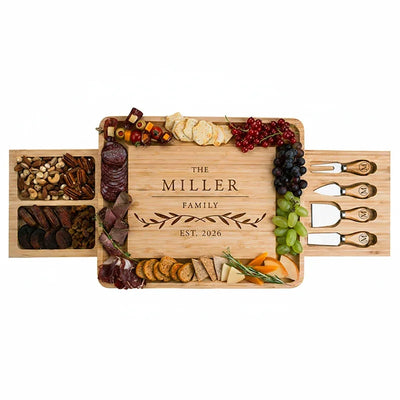 Family Name Charcuterie Boards Gift Set, Personalized Housewarming Gifts