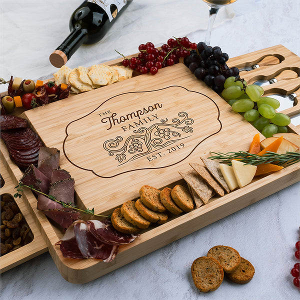 Family Name Charcuterie Boards Gift Set, Personalized Housewarming Gifts