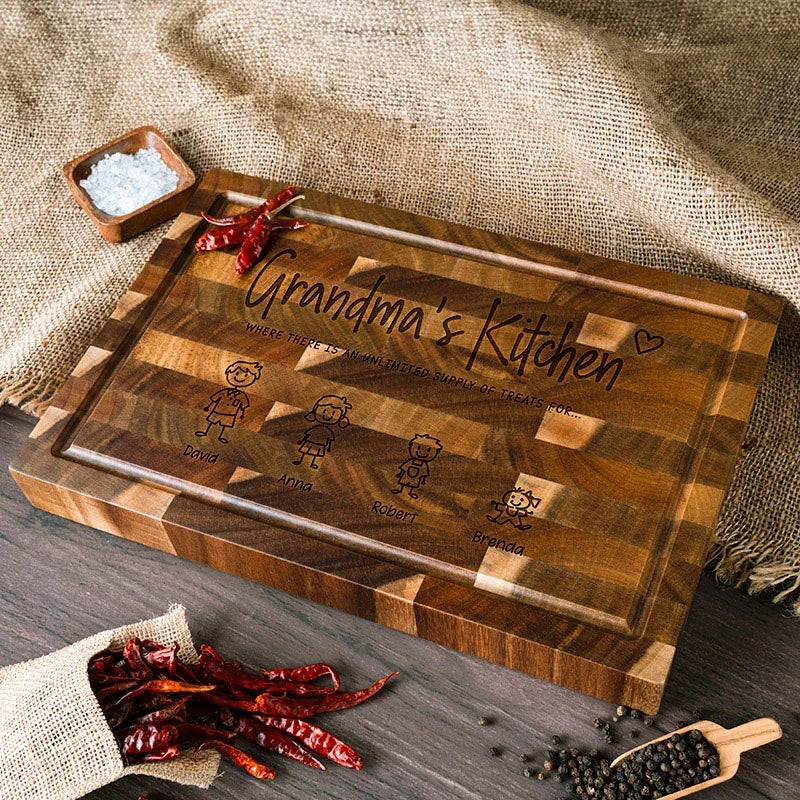 Family Name Engraved Doodle Cutting Board - GiftShire