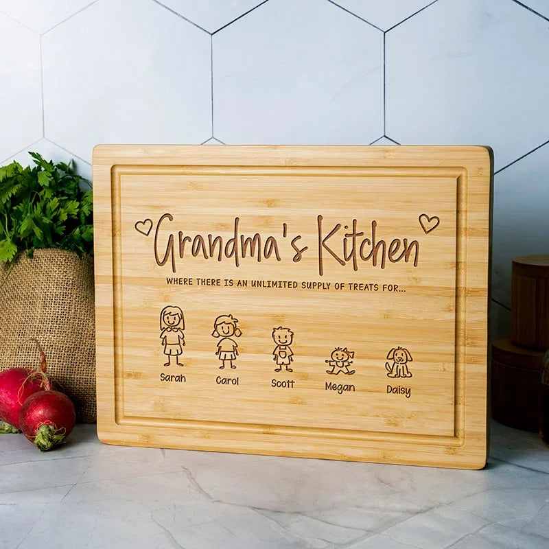 Family Name Engraved Doodle Cutting Board - GiftShire