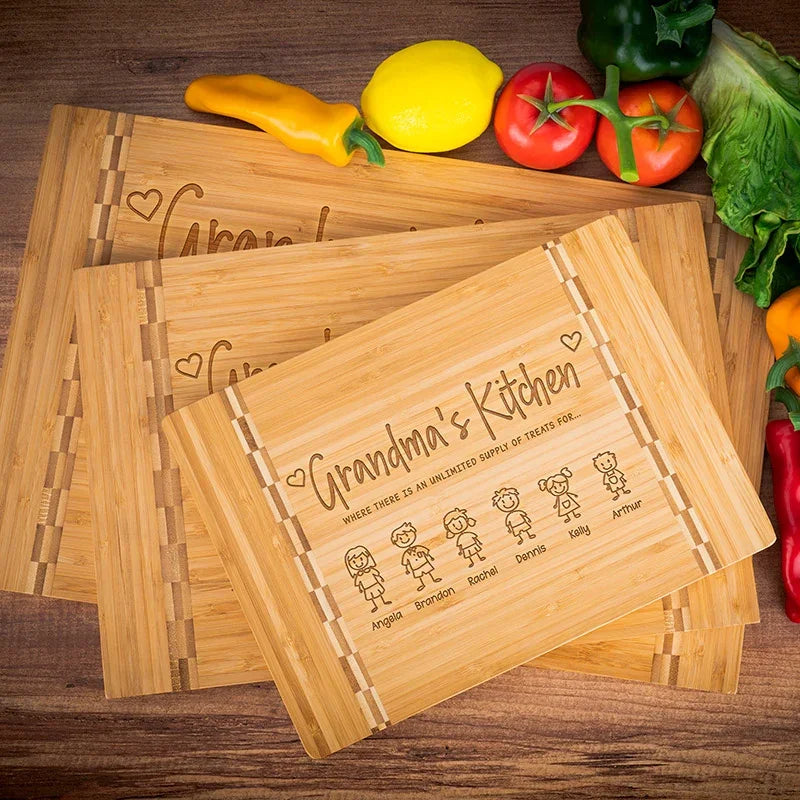 Family Name Engraved Doodle Cutting Board - GiftShire