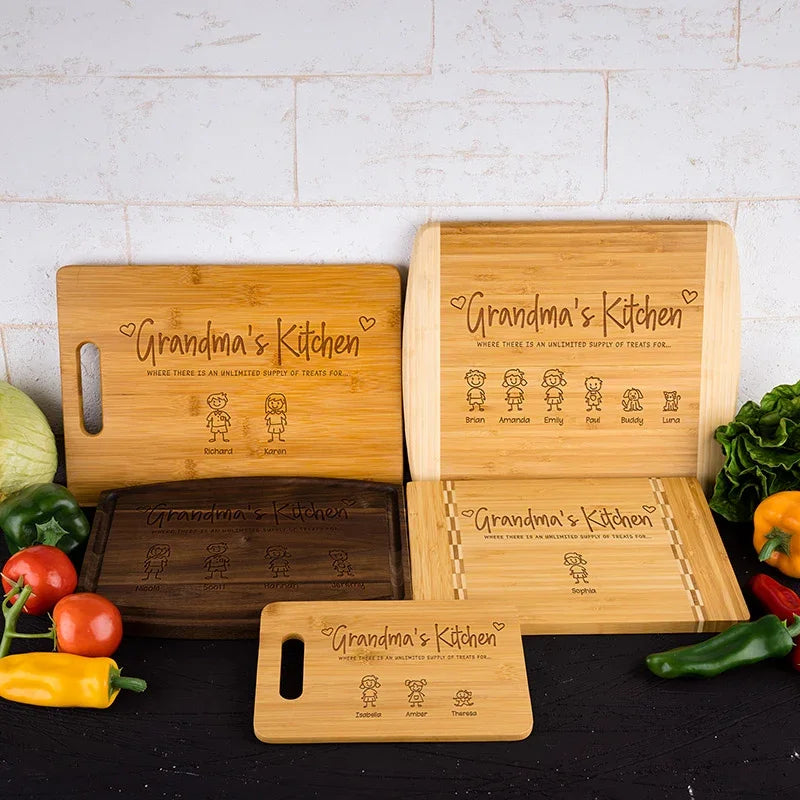 Family Name Engraved Doodle Cutting Board - GiftShire