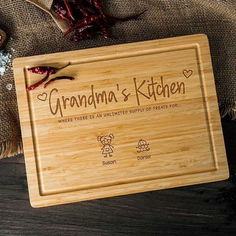 Family Name Engraved Doodle Cutting Board - GiftShire
