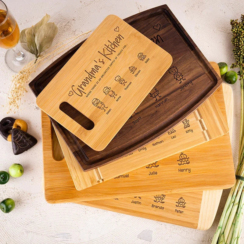 Family Name Engraved Doodle Cutting Board - GiftShire