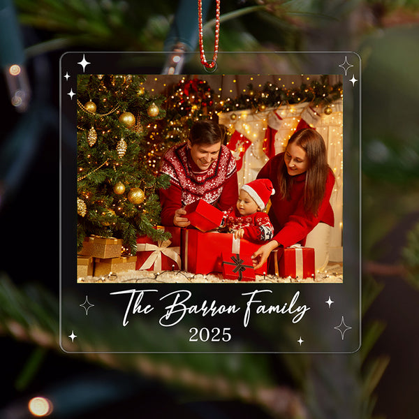 Family Ornament with Photo and Name – 2 Shape Options