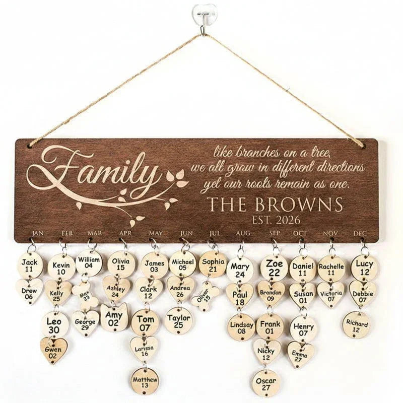 Family Wooden Calendar For Wall - Best Personalized Designs