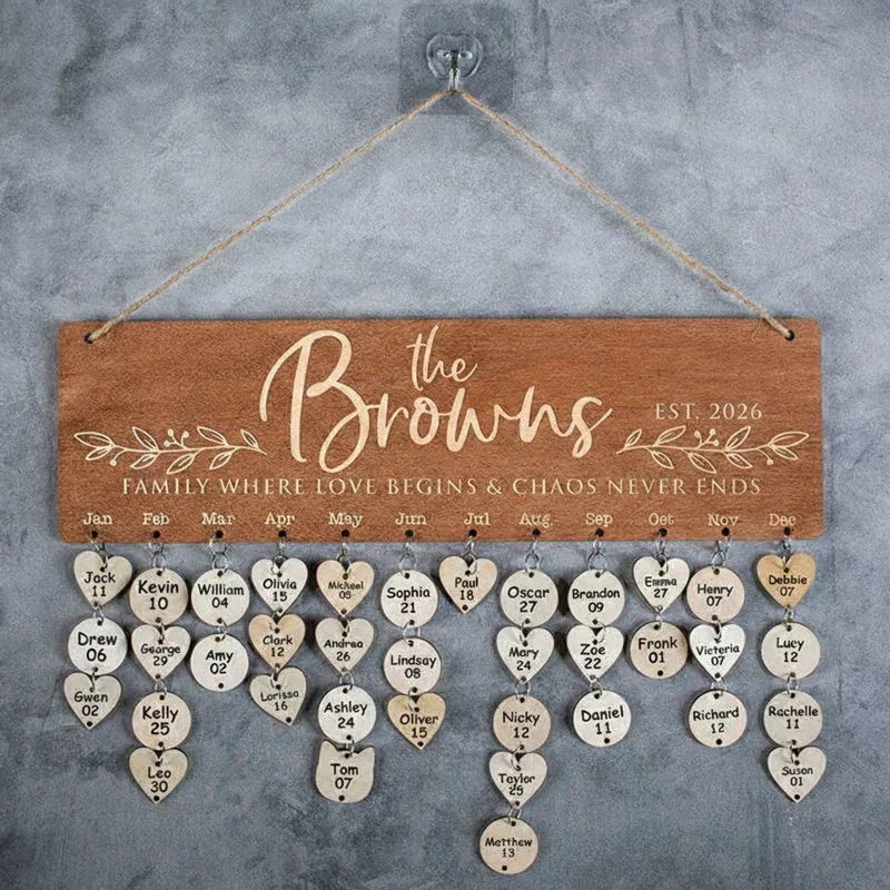 Family Wooden Calendar For Wall - Best Personalized Designs
