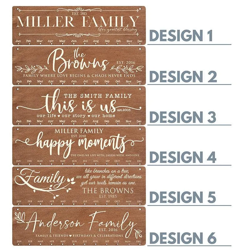 Family Wooden Calendar For Wall - GiftShire