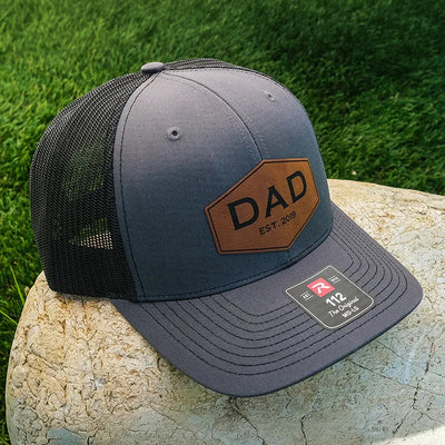 Father's Day Trucker Cap with Custom Leather Patch