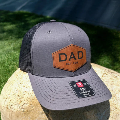 Father's Day Trucker Cap with Custom Leather Patch