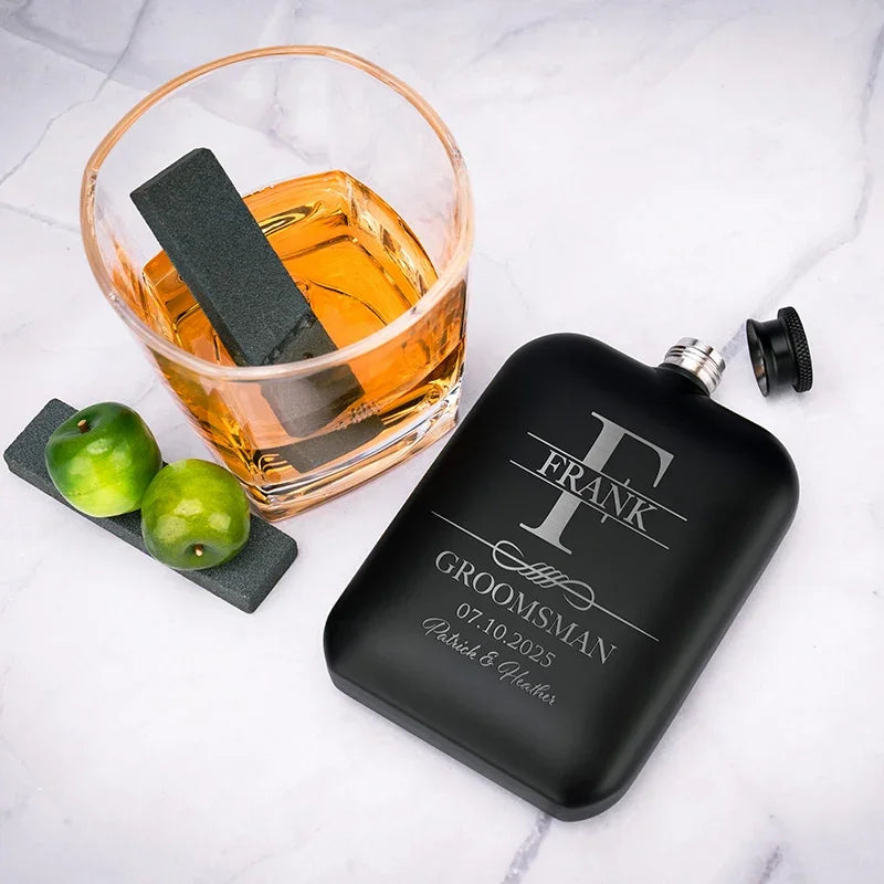 Fill 'Em Up! Groomsmen Engraved Wedding Flask - GiftShire
