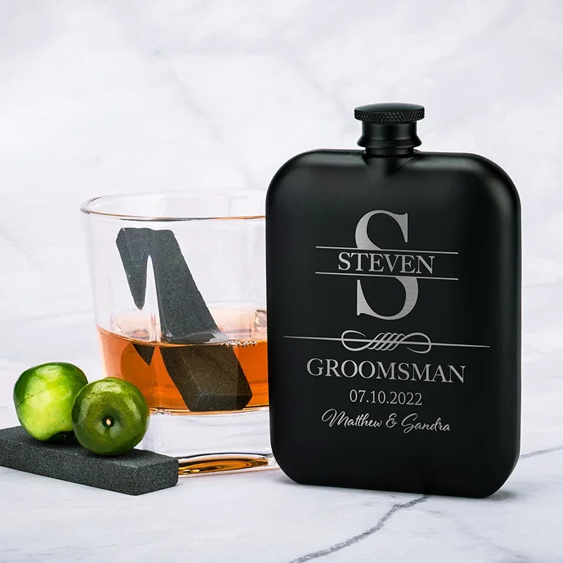 Fill 'Em Up! Groomsmen Engraved Wedding Flask - GiftShire