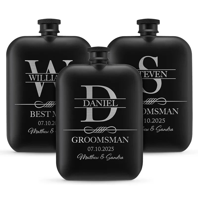 Fill 'Em Up! Groomsmen Engraved Wedding Flask - GiftShire