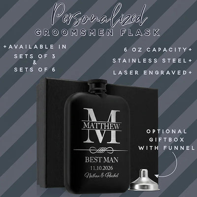 Fill 'Em Up! Groomsmen Engraved Wedding Flask - GiftShire