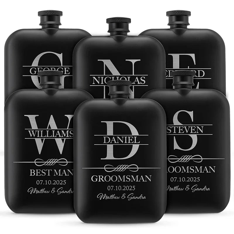 Fill 'Em Up! Groomsmen Engraved Wedding Flask - GiftShire