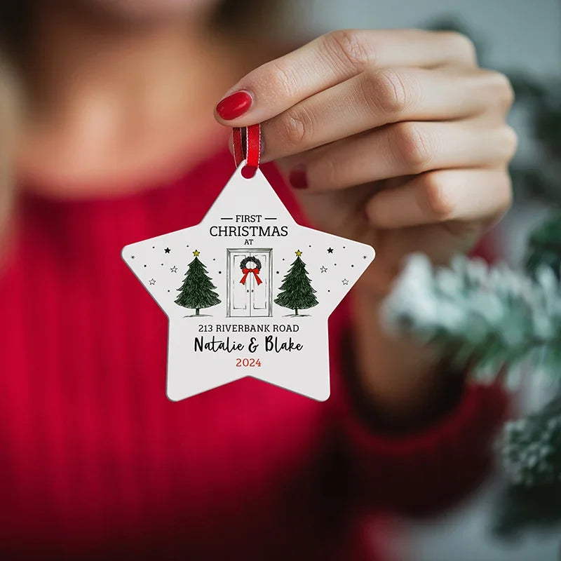 First Christmas at Home, Personalized White Star Ornament - GiftShire