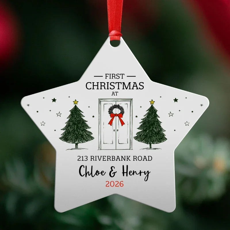 First Christmas at Home, Personalized White Star Ornament