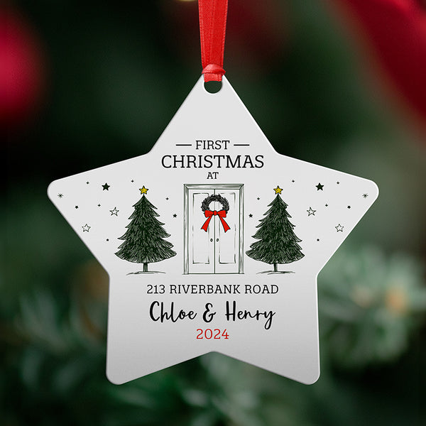 First Christmas at Home, Personalized White Star Ornament - GiftShire