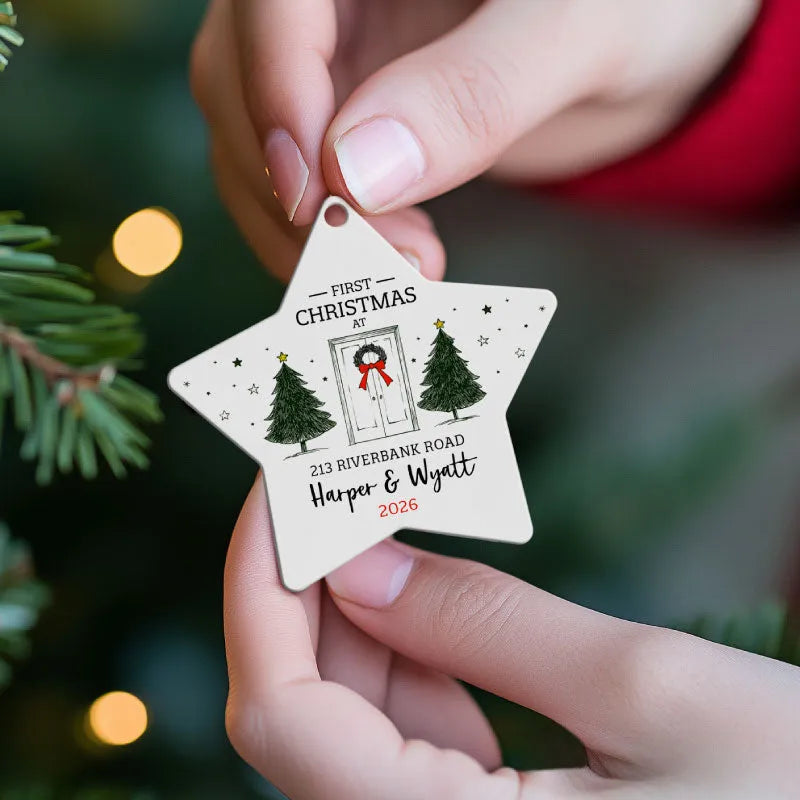 First Christmas at Home, Personalized White Star Ornament