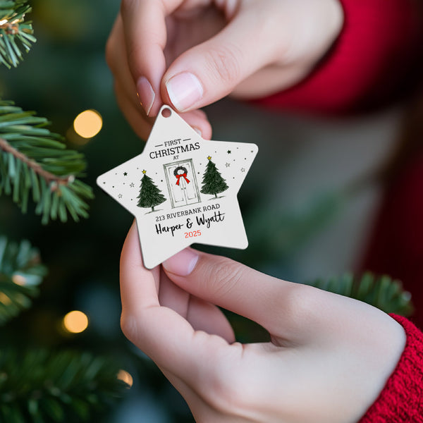First Christmas at Home, Personalized White Star Ornament