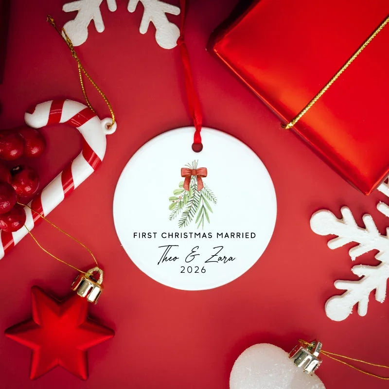 First Christmas Ornament with Couples Name