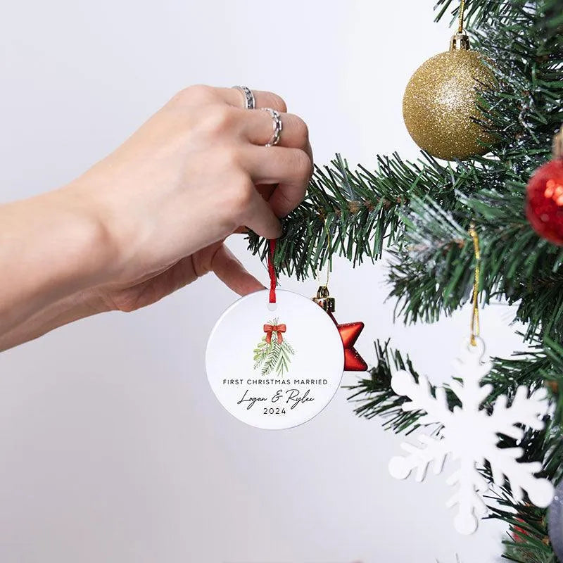 First Christmas Ornament with Couples Name - GiftShire