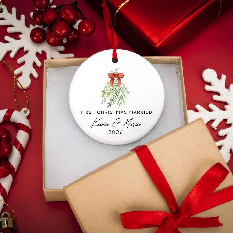 First Christmas Ornament with Couples Name