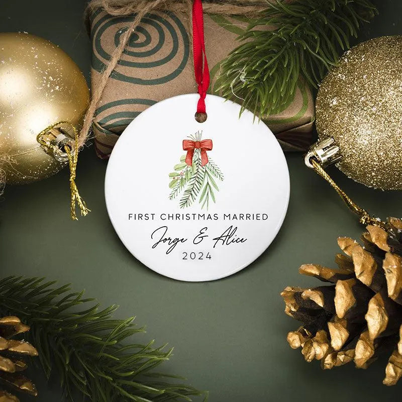 First Christmas Ornament with Couples Name - GiftShire