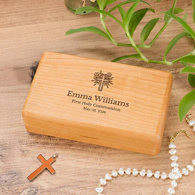 First Communion Customized Jewelry Wooden Box - GiftShire