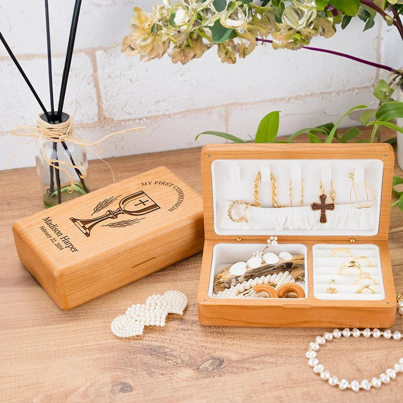 First Communion Customized Jewelry Wooden Box - GiftShire