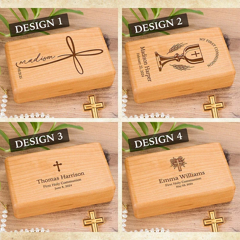 First Communion Customized Jewelry Wooden Box - GiftShire