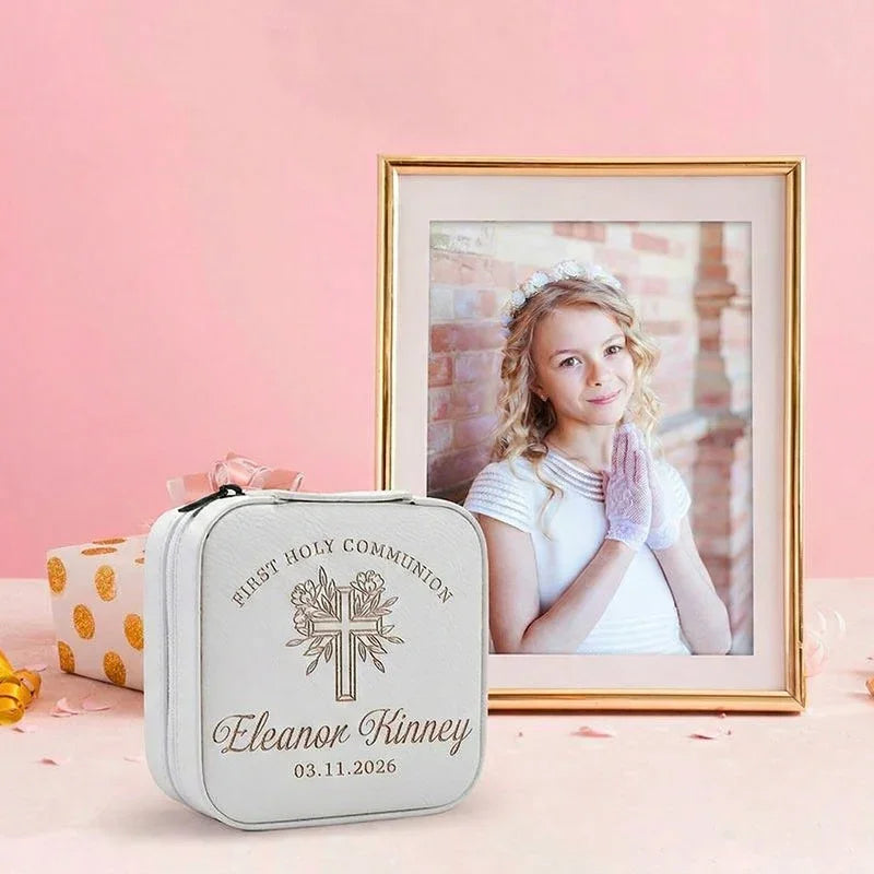 Child’s First Communion Keepsake Box with Custom Jewelry Box