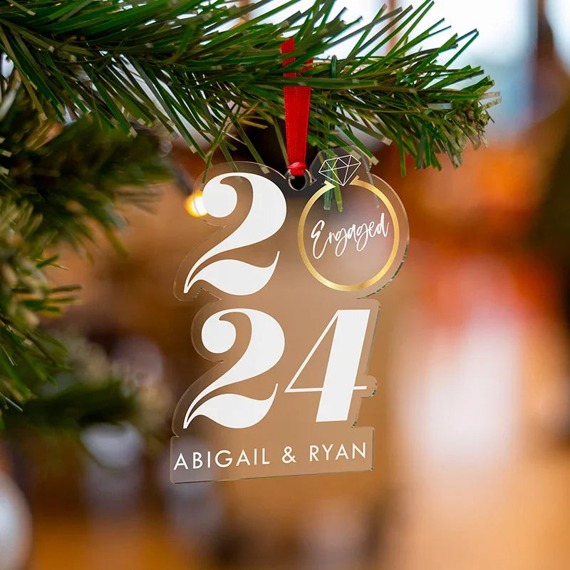 Couples Newly Engaged Personalized Ornament - GiftShire