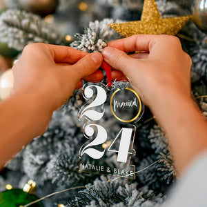 Couples Newly Engaged Personalized Ornament - GiftShire