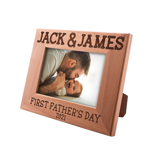 First Father's Day Gifts - Personalized First Father's Day Picture Frame with Names & Year, New Dad Gifts | B0921YX9RW - D1 - GiftShire